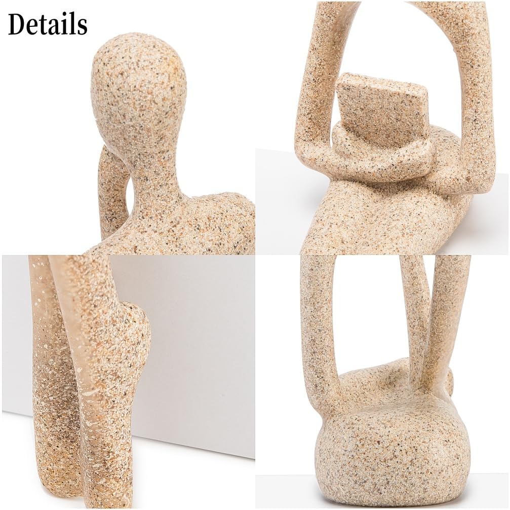 Gold Home Decor Thinker Statue Accents, Set of 3 Thinker Sculptures Office Decor Modern Abstract Resin Decoration on Shelf Table Desk for Living Room Office Bedroom Bookshelf Decor (Small)