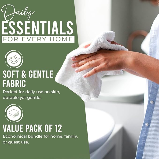 DAN RIVER 12 Pack Wash Cloths for Showering