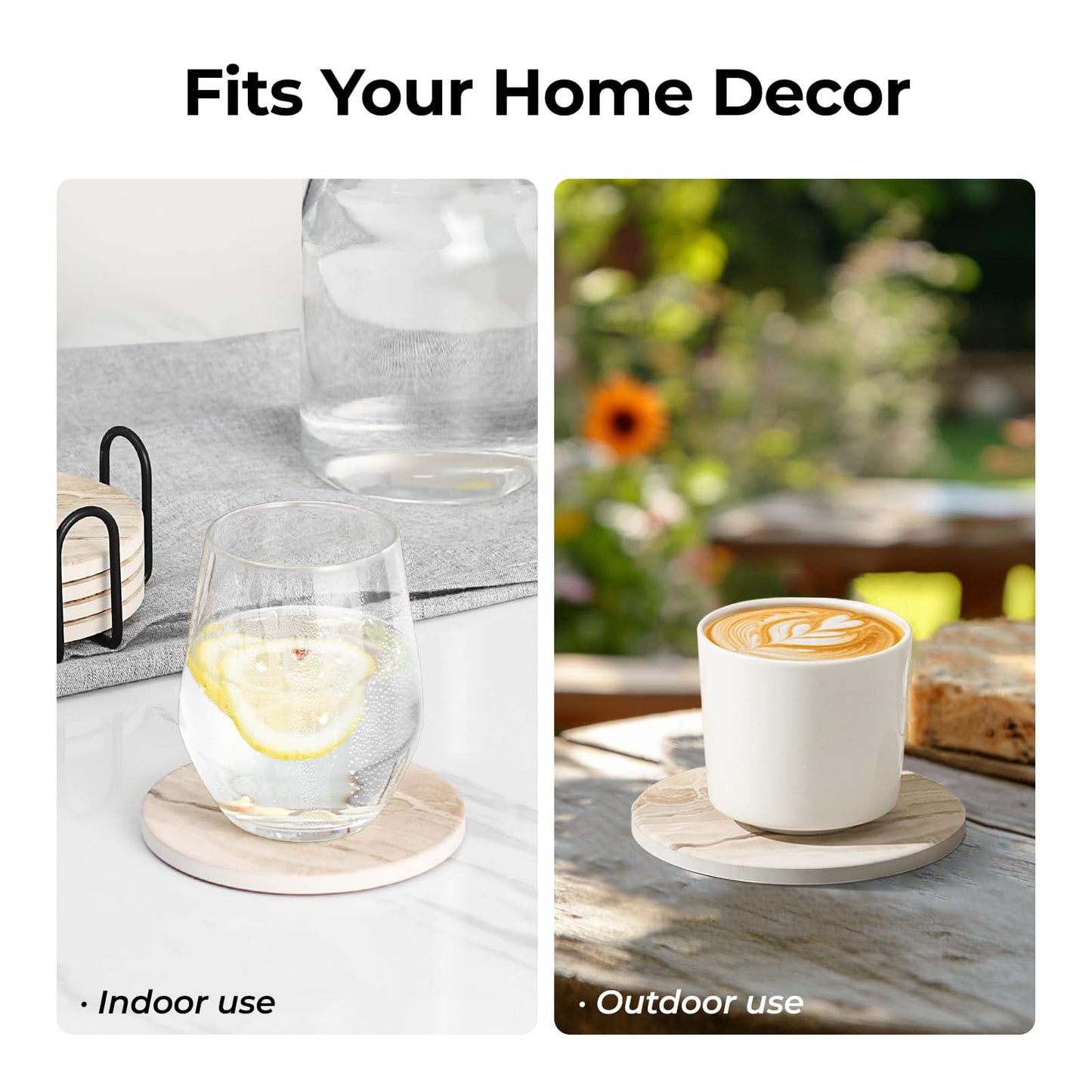 LlFVER Coasters Set of 8, Absorbent Drink Coaster with Holder, Marble Style Ceramic Stone Coasters for Drinks Coffee Tabletop Protection, Modern Furniture Coaster for Home Decor House Warming Gifts