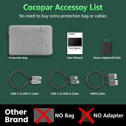 cocopar ocopar Portable Monitor 15.6 Inch Upgraded Travel 1080P Monitor with Speaker HDMI USB-C External Monitor for Laptop MacBook Surface PC Xbox PS5 with Built-in Kickstand&VESA Compatible
