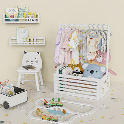 BAMBOOHOMIE Baby Shower Crate Closet, Baby Baskets with Hangers Handle, Baby Crate Box for Baby Shower, Welcome Gift Basket for Newborn Baby, Pregnancy Gift for New Parents (White, Large Size)