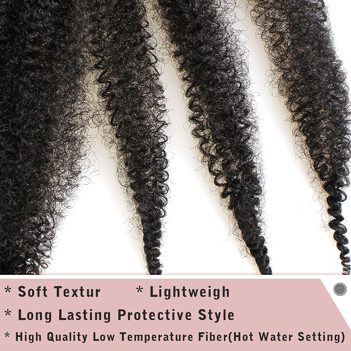 Xtrend 8 Packs 12 Inch Soft Springy Afro Twist Hair Pre-Separated Spring Twist Hair for Faux Locs Natural Black Marley Twist Crochet Braiding Hair Synthetic Hair Extensions 8 Strands/Pack 1B#