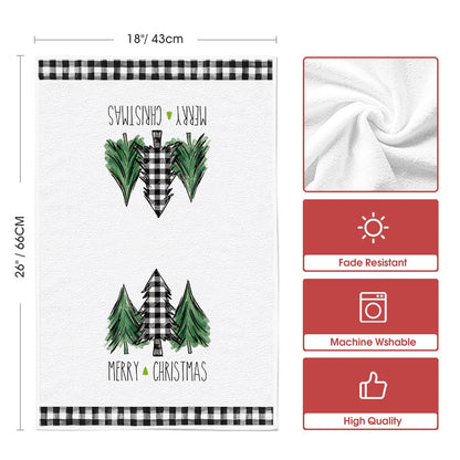 Artoid Mode Buffalo Plaid Truck Trees Kitchen Dish Towels Merry Christmas, 18 x 26 Inch Winter Drying Cloth Tea Towels for Cooking Baking Set of 2