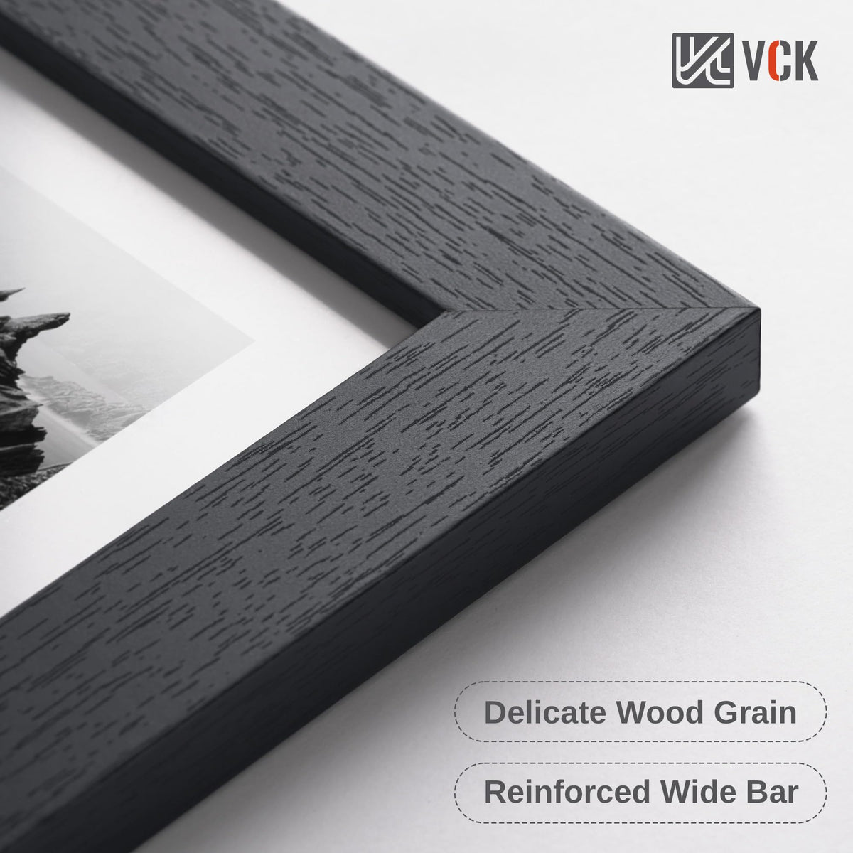 VCK 8x10 Picture Frame Set of 3, Black Wood 8 x 10 Photo Frames for Wall Mounting Horizontally & Vertically