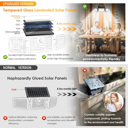 Solar Lights Outdoor Waterproof, Motion Sensor Flood Outside Lights with 2500LM High Brightness 270° Wide Angle, Outdoor Solar Lights IP65 for Yards, Patio, House, Garage (Non-Remote,2 Pack)