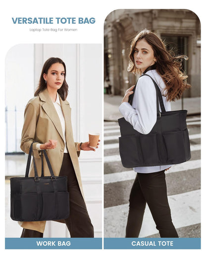 LOVEVOOK Laptop Tote Bag for Women Work, Teacher Tote Bag Nurse Bag With Large Cup Holder, Utility Professional Computer Bag For Work/Travel/College/Daily, Large Purse Handbag With Multi Pockets