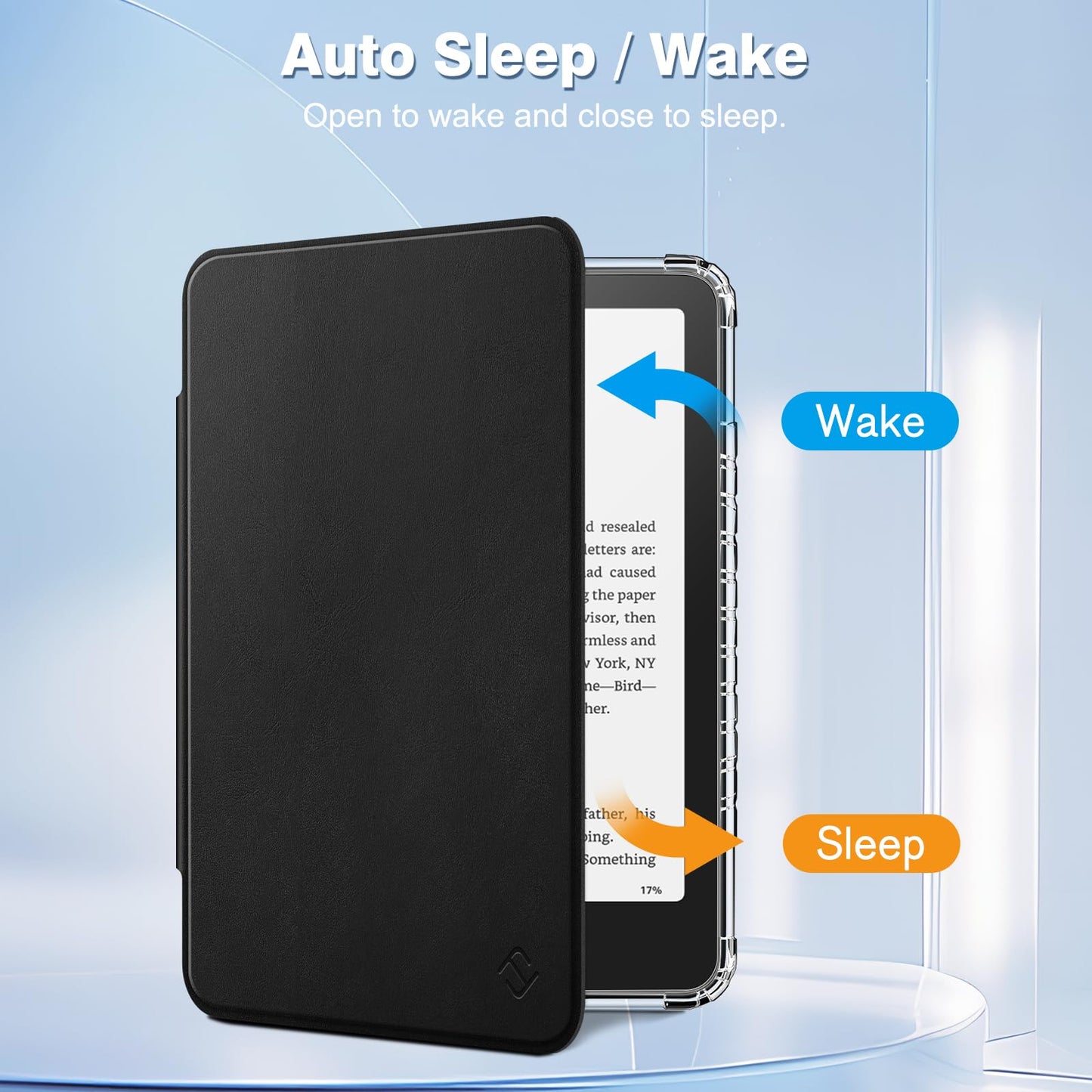 FINTIE Case for 7" All-New Kindle Paperwhite (12th Generation, 2024) & Kindle Colorsoft Signature Edition, Ultra Clear Soft Light Transparent TPU Back Cover Auto Wake/Sleep, Black