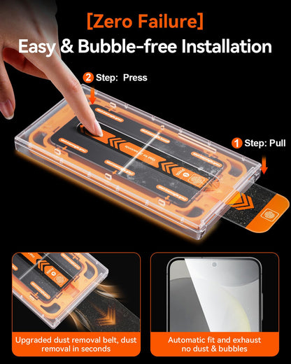 MRGLAS 2+2 Packs for Samsung Galaxy S25 Ultra Screen Protector 6.9'' with Camera Lens Protector [Auto-Dust Removal] [100% Fingerprint Unlock] HD 9H Tempered Glass 10X Military Protection, Zero-Bubble