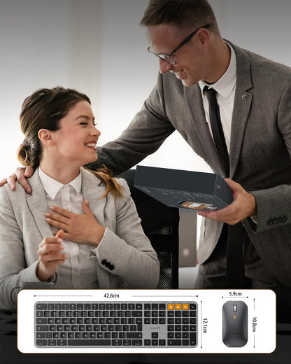 ProtoArc Backlit Bluetooth Keyboard and Mouse for Mac, KM100-A Full Size Wireless Keyboard Mouse for Mac, Multi-Device Rechargeable for MacBook Pro/Air, iPhone, iPad, Space Gray