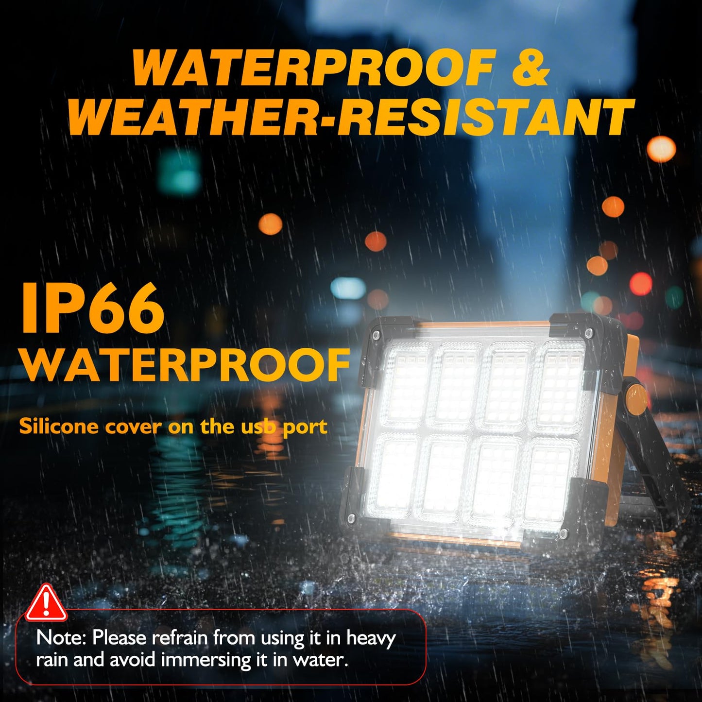 LED Rechargeable Work Light, LED Spot Light with USB Port, Portable Floodlight with 4 Modes, Security Lights Waterproof for Fishing, Hiking, Repairing, Emergency