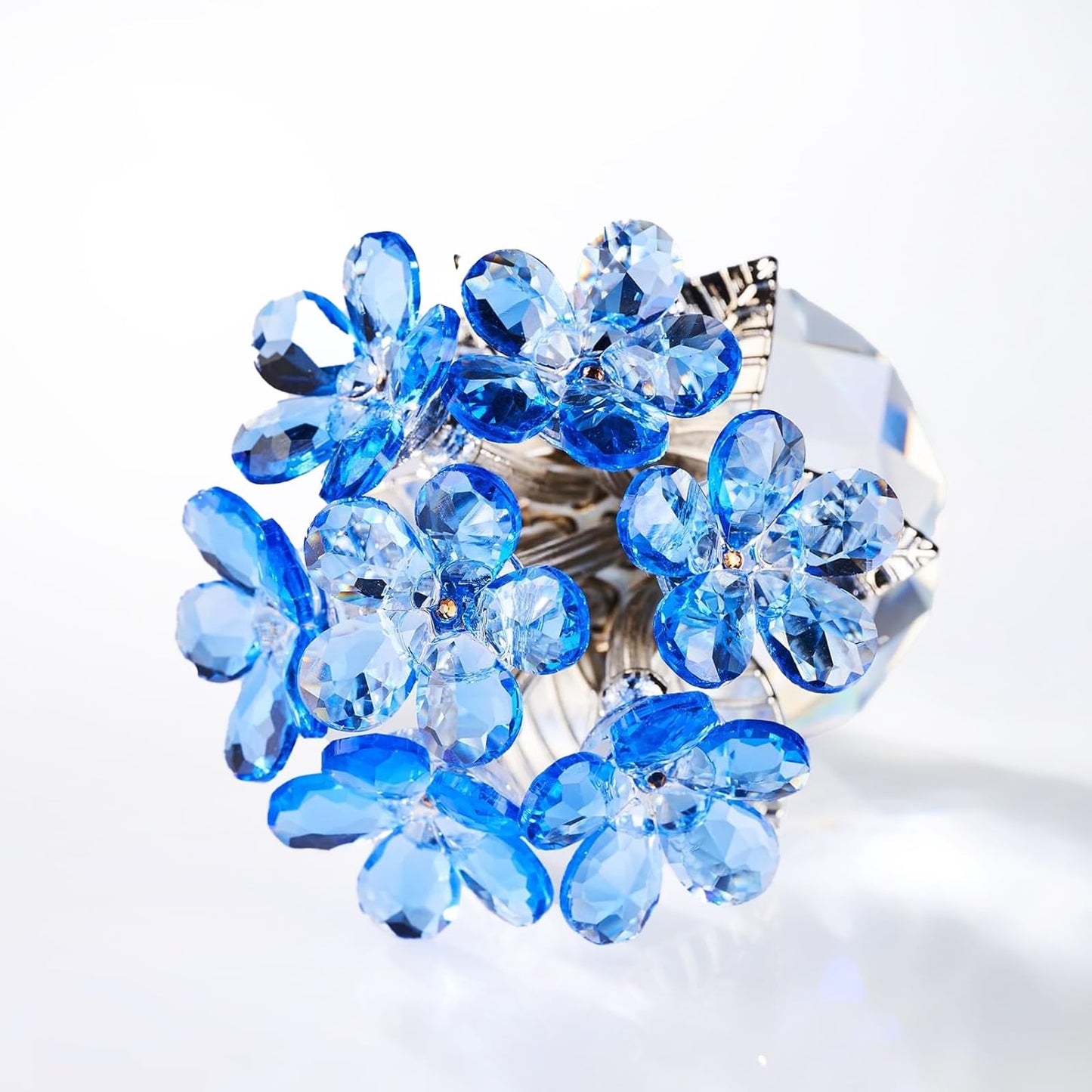XLSJGYP Blue Crystal Flower Glass Gifts for Sister Girlfriend Women Girl Wife,Crystal Flowers Bouquet Collectible for Wedding Anniversary Mom from Daughter Son (Blue Flower 02)