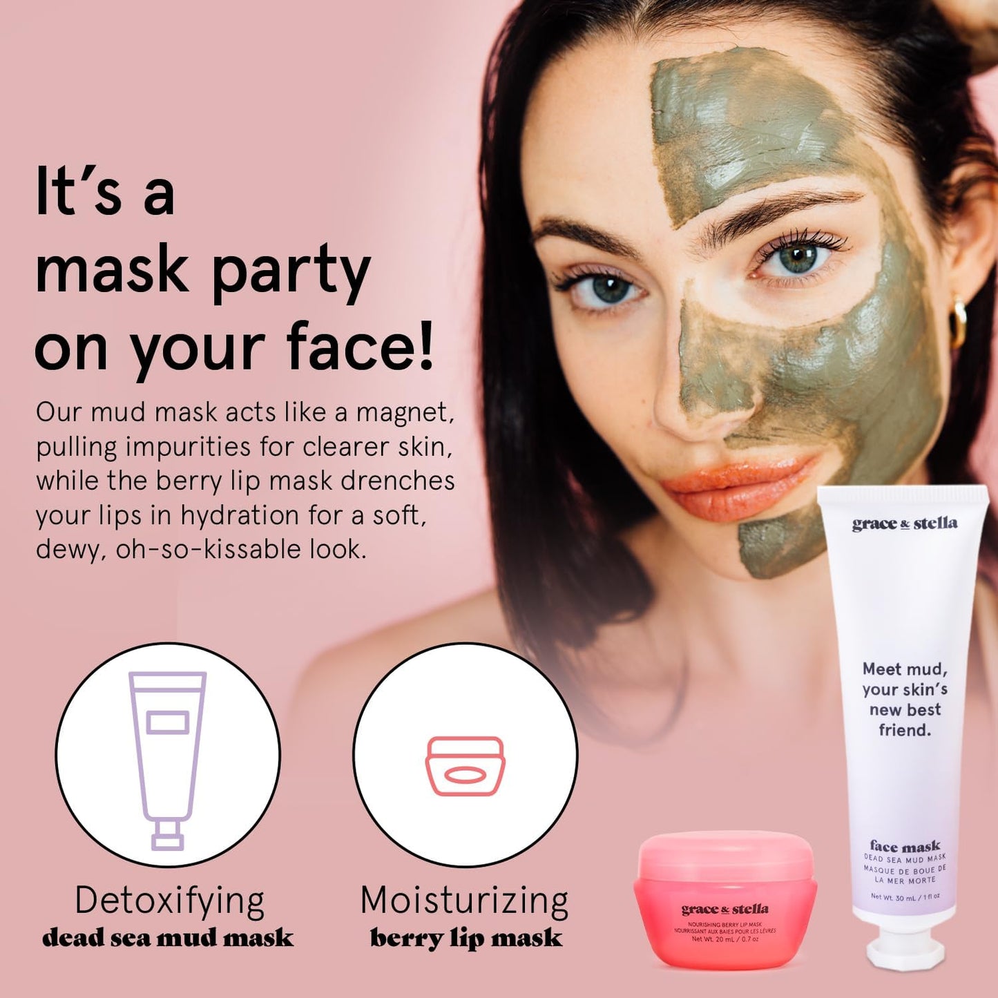 grace & stella Award Winning Skin Care Set - Christmas Gifts for Women, White Elephant Gifts for Adults - Travel Essentials with Under Eye Masks, Serum, Cleanser, Lip Balm - Holiday Gift for Mom, Her