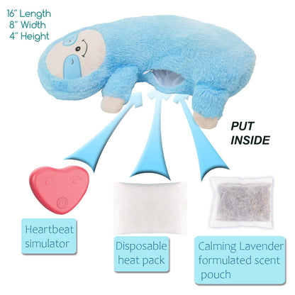 Roctocesy HushHarbor Puppy Heartbeat Toy Pillow, Anxiety Relief Sleep Aid, Sloth-Shaped Protects Neck Dog Plush Toys,Cat Neck Pillow & Pet Calming