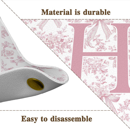 Dilemat Gifts for Women Initial Valet Tray,Pink Personalized Gifts for Women Mom Grandma Girlfriend,Nightstand Desk Accessories PU Leather Tray Organizer for Birthday Christmas Gift Ideas (H)