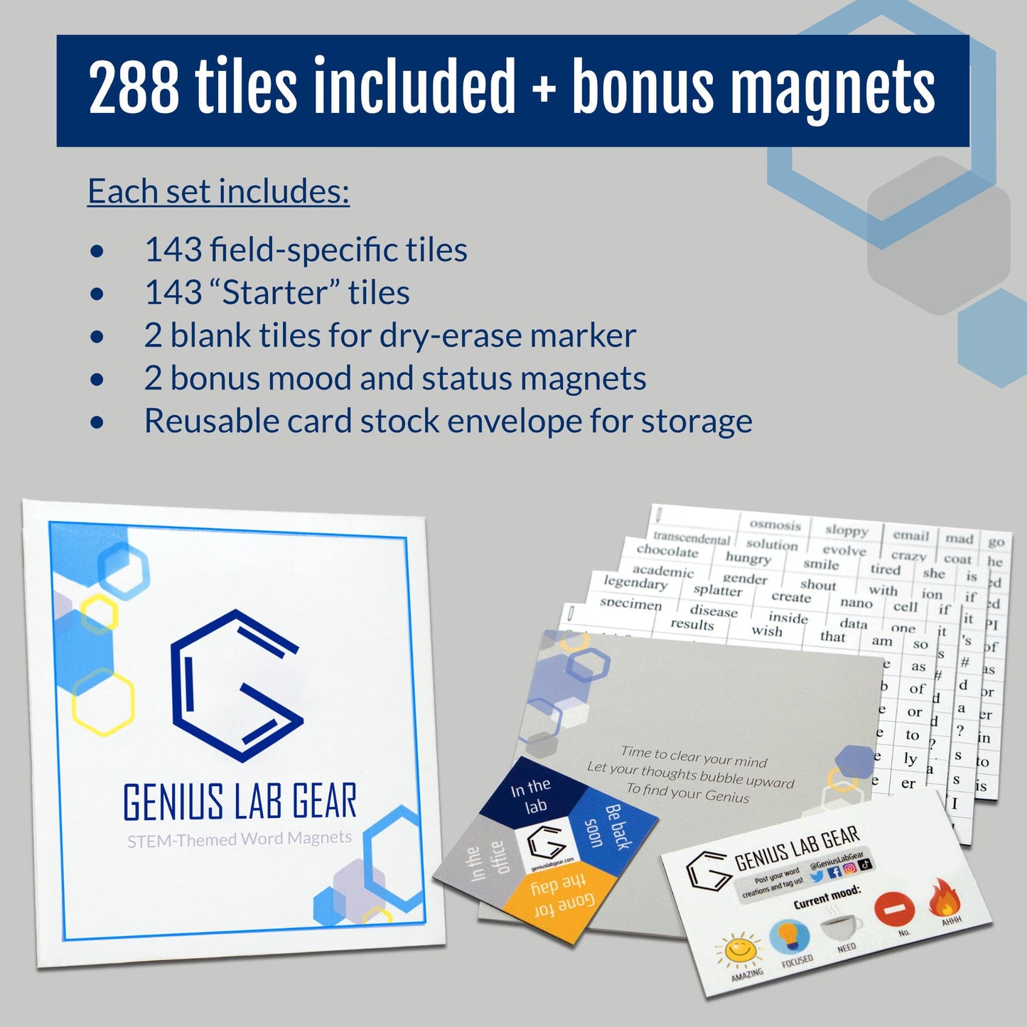 Chemistry Word Magnets Kit - Funny Nerdy Poetry Set for College to PhD & Professional Chemists- Ideal Cool Geek Tech Gifts Office Refrigerator-Magnetic White Board - Perfect for STEM Students & Adults