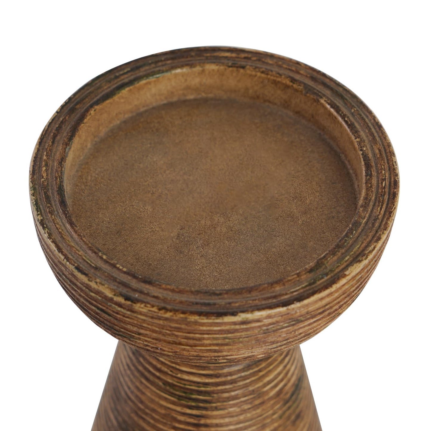 NIKKY HOME Modern Farmhouse Pillar Candle Holders Set of 2, Brown