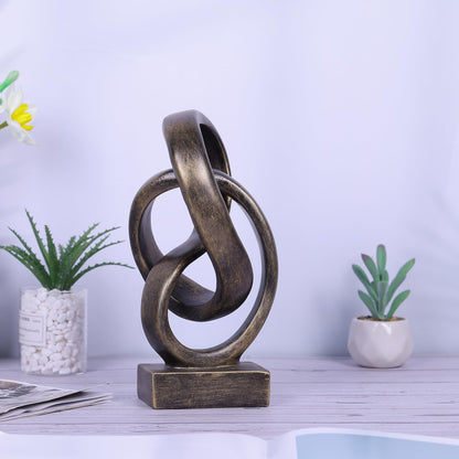 DOVDOV Abstract Bronze Rope Knot Statue, Geometric Decor, Living Room Coffee Table Bookshelf countertop Bronze Decor, Office Coffee Table entryway entryway Desktop Decor.