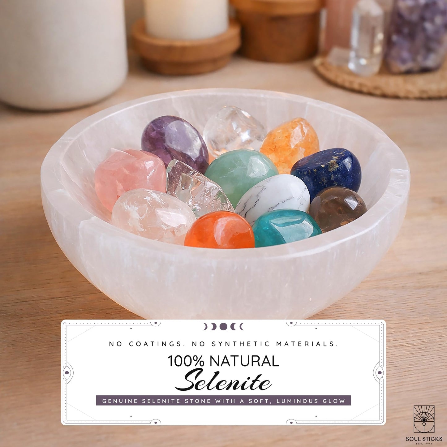 Soul Sticks Selenite Crystal Bowls for Smudging, Healing, Recharging Crystals | Pure Selenite Smudge Bowl & Crystal Charging Station Ethically Sourced in Morocco (4 Inch (Pack of 1)