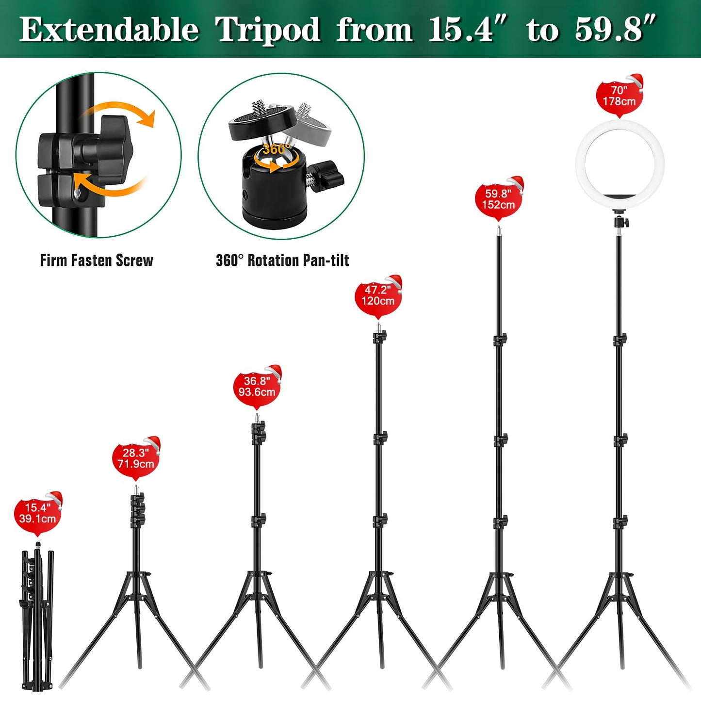 Ring Light with Tripod Stand & Phone Holder - 10 inch Selfie LED Ringlight Dimmable Desktop Lamp 40 Colors RGB Tall Circle Light for Camera Makeup Video YouTube Live Streaming Zoom Meeting