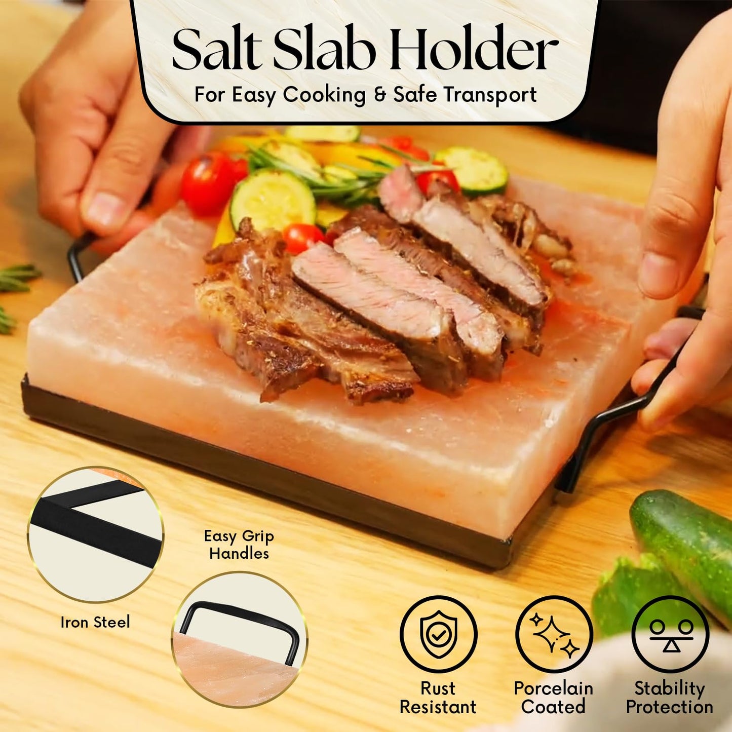 UMAID Himalayan Salt Block Cooking Plate 8x8x1.5 – Food Grade Pink Himalayan Salt Stone for Cooking, Salt Block for Grilling, Serving & Cutting – Includes Steel Tray & Grilling Recipe Booklet – Unique Gifts for Men & Dad Gifts for Fathers Day