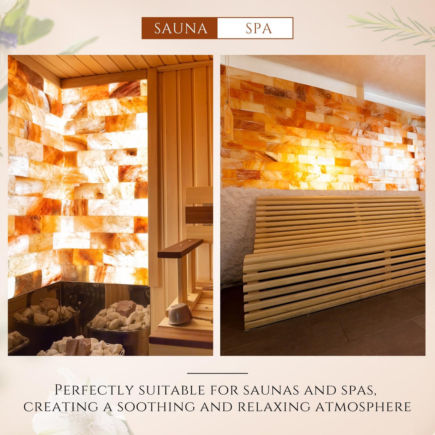 Swiffen 12 Pcs Himalayan Salt Tiles for Sauna Spa, 8 x 4 x 1 Inches, Natural Pink Salt Bricks Bulk Stone Blocks for Building Sauna Room, Spa Walls, Massage, Dry Aging, Wellness Centers, Home DIY Decor