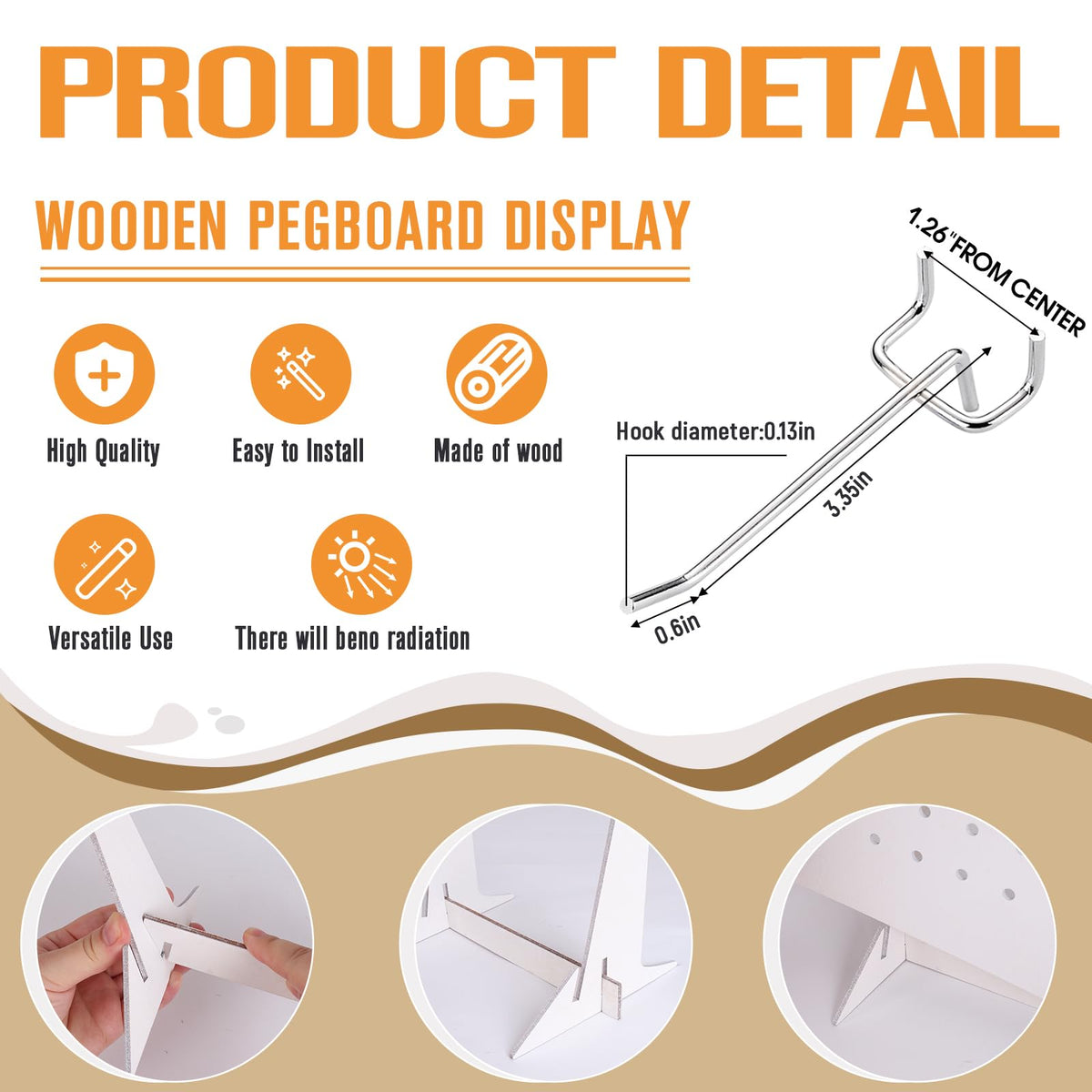 2 Pcs Wooden Pegboard Display Stand with 20 Pcs Metal Hooks for Craft Shows 17" X 13" Jewelry and Key Ring Retail Display Racks Retail Rack Pegboard Display Board for Selling Peg Board Rack Organizer