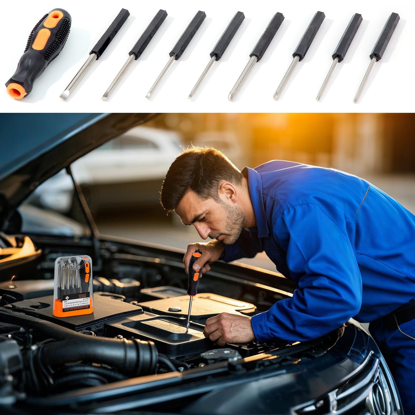 AUTODECO Car Emergency Roadside Assistance Kit with Jumper Cables Tire Inflator Automotive Kit for Car Vehicle（Orange）