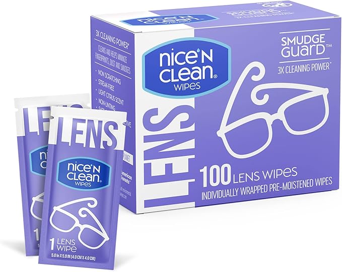 Nice 'n Clean SmudgeGuard Lens Cleaning Wipes | Pre-Moistened Individually