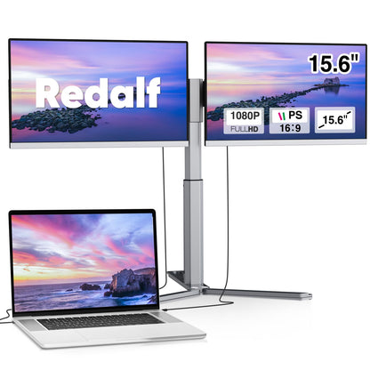Redalf 15.6" Laptop Screen Extender, 1080P FHD Triple Portable Laptop Monitor Extender,Detachable Screen Travel Monitor for 13"-17.3" Laptops (Mac/Wins/Chrome/Dex)