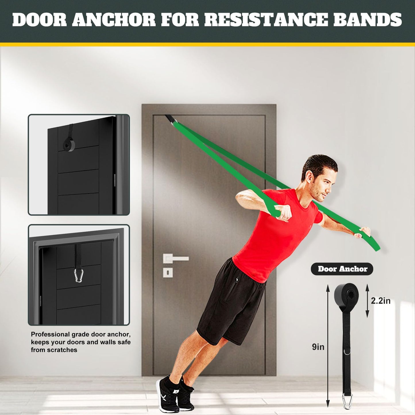 Exercise Bands Resistance Bands for Working Out,Pull Up Bands Set,at Home Workout Equipment,Workout Bands for Men and Women,Stretch Bands for Exercise (Yellow, Orange, Red, Green)