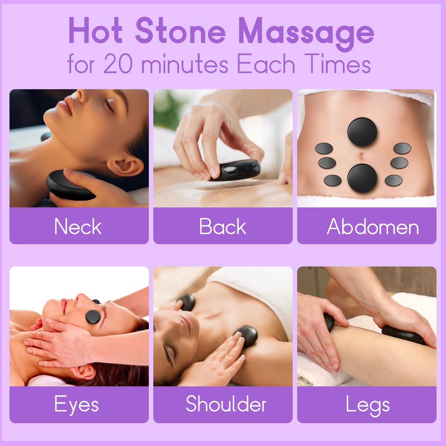 AICNLY 12 Pieces Hot Stone Massage Set-Professional Massage Tool for Spa, Cellulite Massage, Lymphatic Drainage, Relieve Tension and Muscle Pain, Basalt Rocks Premium Set