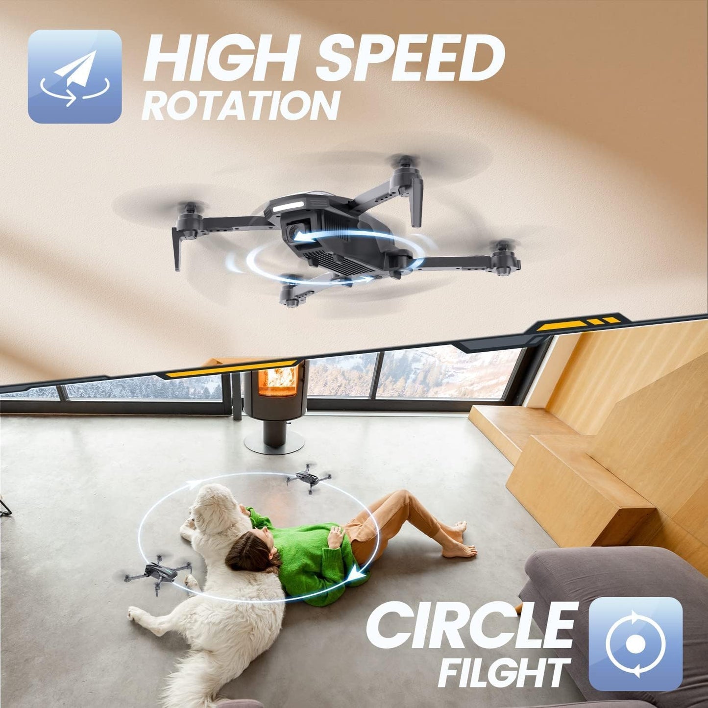 DEERC D70 Mini Drone for Kids Adults with Camera, 1080P HD Foldable RC Quadcopter for Boys Girls with Headless Mode, Tap Fly, 360° Flips, Voice and Gesture Control, 2 Modular Batteries
