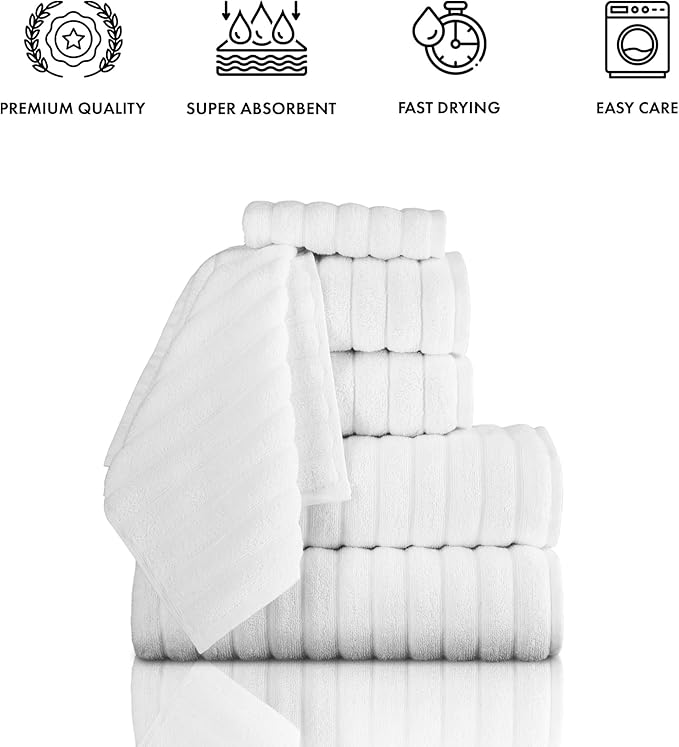 Classic Turkish Towels CTT Luxury 6 Piece Towel Set, 100% Turkish Cotton