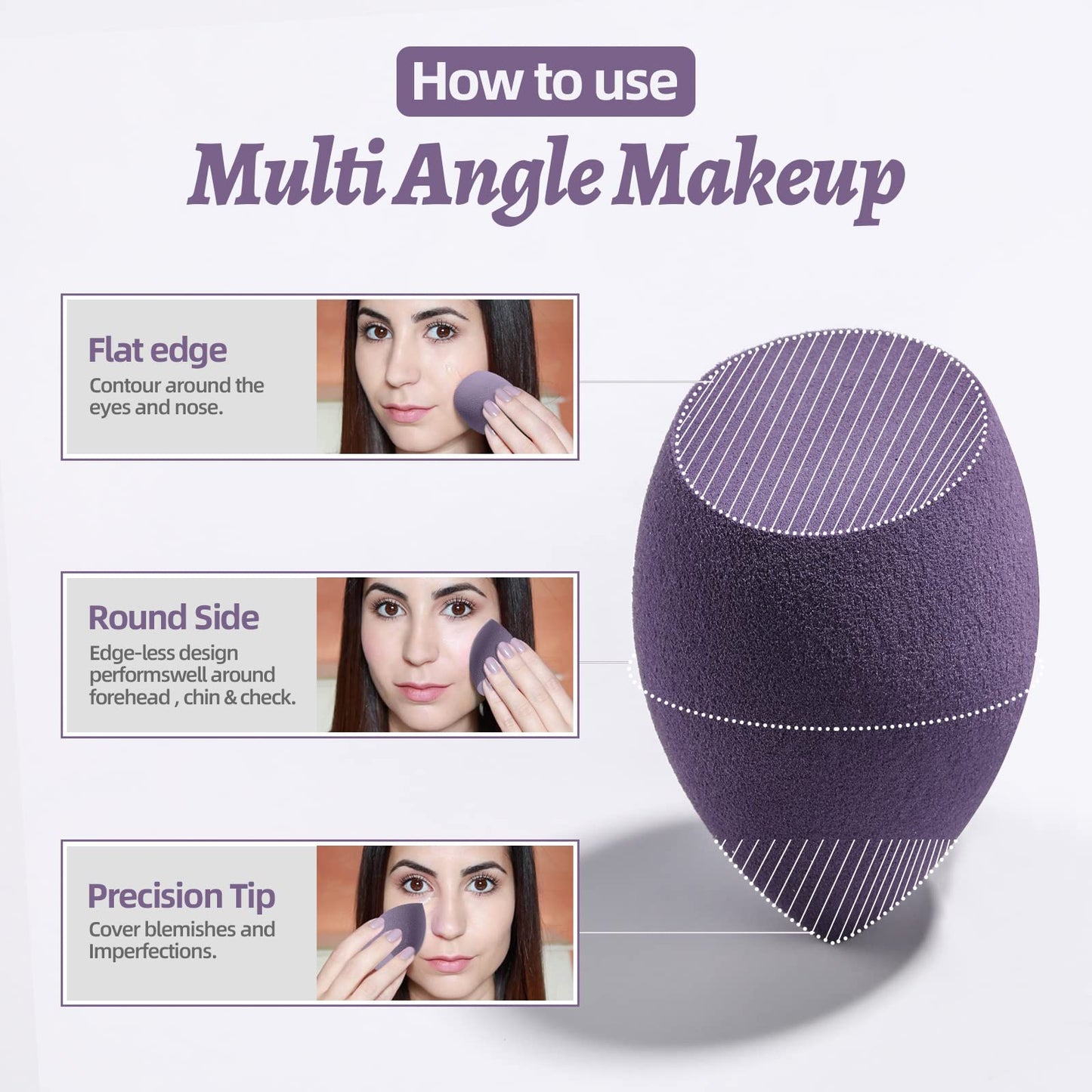 Makeup Sponge Set BS-MALL with Storage Case 7 Pcs for Liquid, Cream, and Powder,SAVE Foundation with 1 Mini Makeup Sponge For Travel Daily Use (A-Pink）