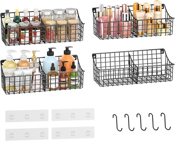 4 Pack EXTRA LARGE Hanging Wall Mount Storage Baskets