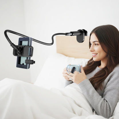 [Case-Friendly] Long Tablet Stand for Kindle with Page Turner Ring Remote, Gooseneck Holder for Reading in Bed with Clicker, eReader Accessories Gift for Readers Compatible with iPad iPhone Fire HD