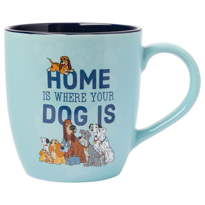 Silver Buffalo Disney Classics Dogs Home Is Where Your Dog Is Featuring 101 Dalmatians, Lady and the Tramp, The Fox and the Hound, and Oliver & Company Ceramic Mug, 18 Ounces