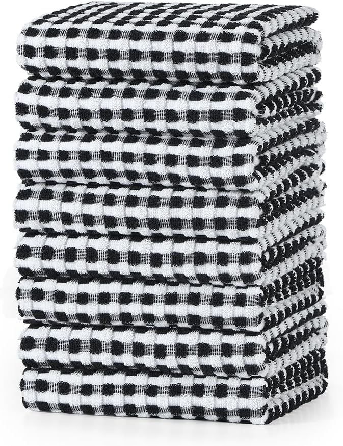 SALAS Cotton Dish Towels for Kitchen Drying Dishes, Lattice Terry Kitchen Cloths