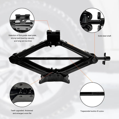 KVAEY Car Jack Kit, 2 Ton (4409 lbs) Scissor Jack Portable Tire Changing Tool with Lug Wrench, Heavy Duty Scissor Lift Jacks Universal Emergency Kit for Sedan SUV MPV, Car Accessories