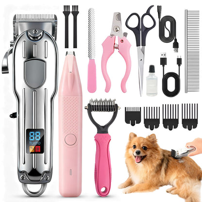 SKEFOLI Dog Grooming Kit with Dog Clippers Rechargeable Wireless Grooming Clippers, Pet Trimmer for Thick Fur, Stainless Steel Blades & Nail Trimmer