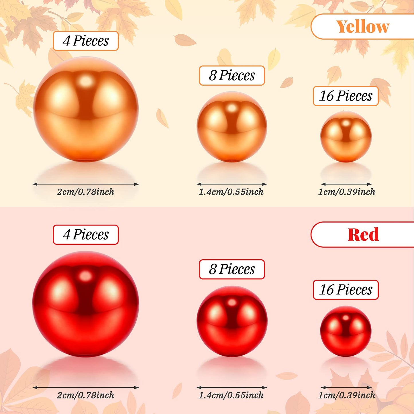 Jetec 116 Pcs Thanksgiving Vase Fillers Faux Pearl for Vase Filler Floating Candle Centerpieces Fall Pearl for Thanksgiving Home Table Party Decoration, Not Included Clear Beads(Maple Leaves Style)