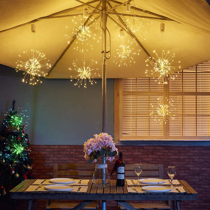 FOOING 6 Pack Firework Lights led Copper Wire Starbursts String Lights 8 Modes Battery Operated Fairy Lights with Remote,Decorative Hanging Lights for Party Patio Bedroom Christmas Decoration