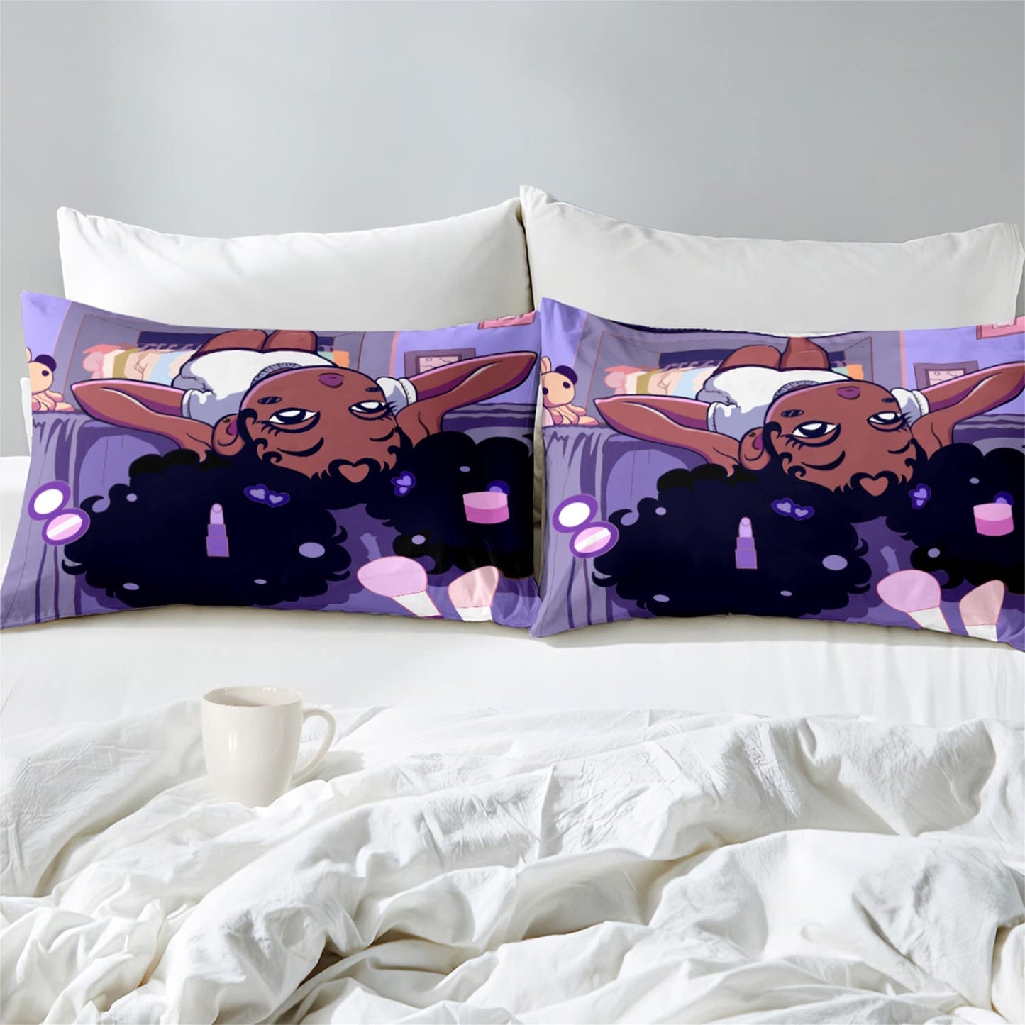 FJKJHKGJ African Black Girl Twin Bedding Set, Twin Bed Bedding for Kids Black Girl Comforter Set, 1 Comforter + 1 Pillowcase