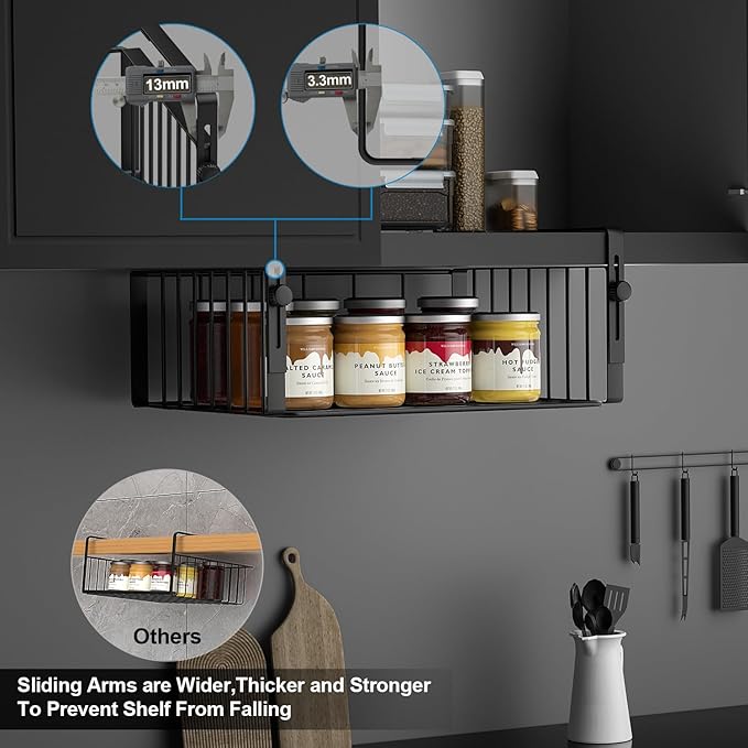 2Pack Under Shelf Basket Organizer, Adjustable Hanging Holder Storage