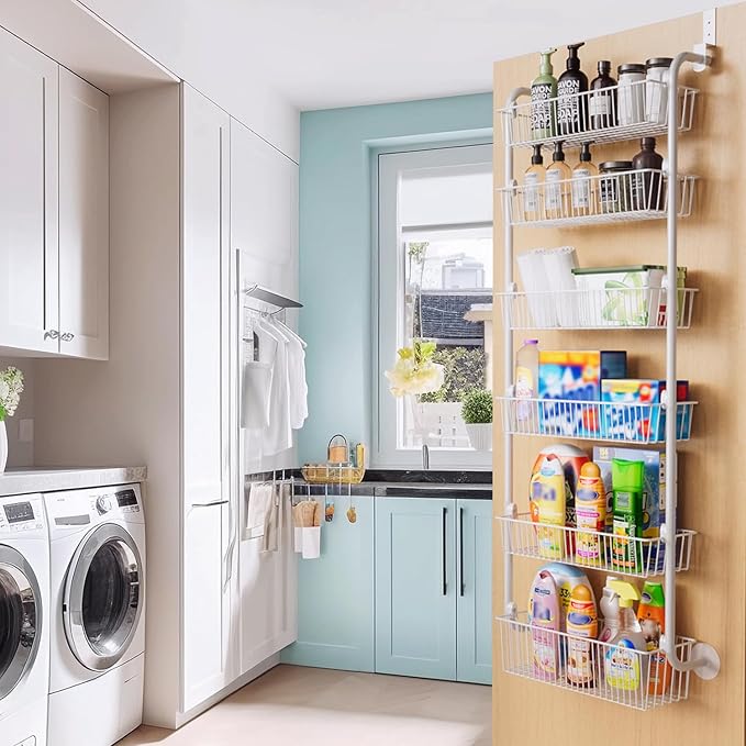 Delamu Large Over the Door Pantry Organizer, 6-Tier Metal Pantry Door