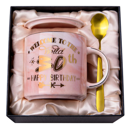 Best Friend Birthday Gifts for Women, Friendship Gifts for Women, Unique Birthday Valentines Day Gift Ideas for Her, Friends Female, Besties, BFF Ceramic Marble Coffee Mug Gift Box Printed Gold 14 oz