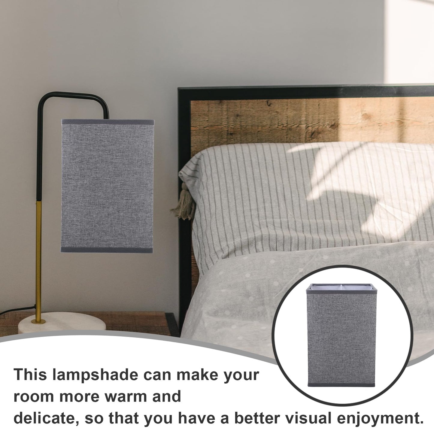 Baluue Square Lamp Shade 7.87X5.51X5.51 Inch Linen Light Cover for Floor and Table Lamps Soft Diffused Lighting Eye Protection Bedroom Living Room
