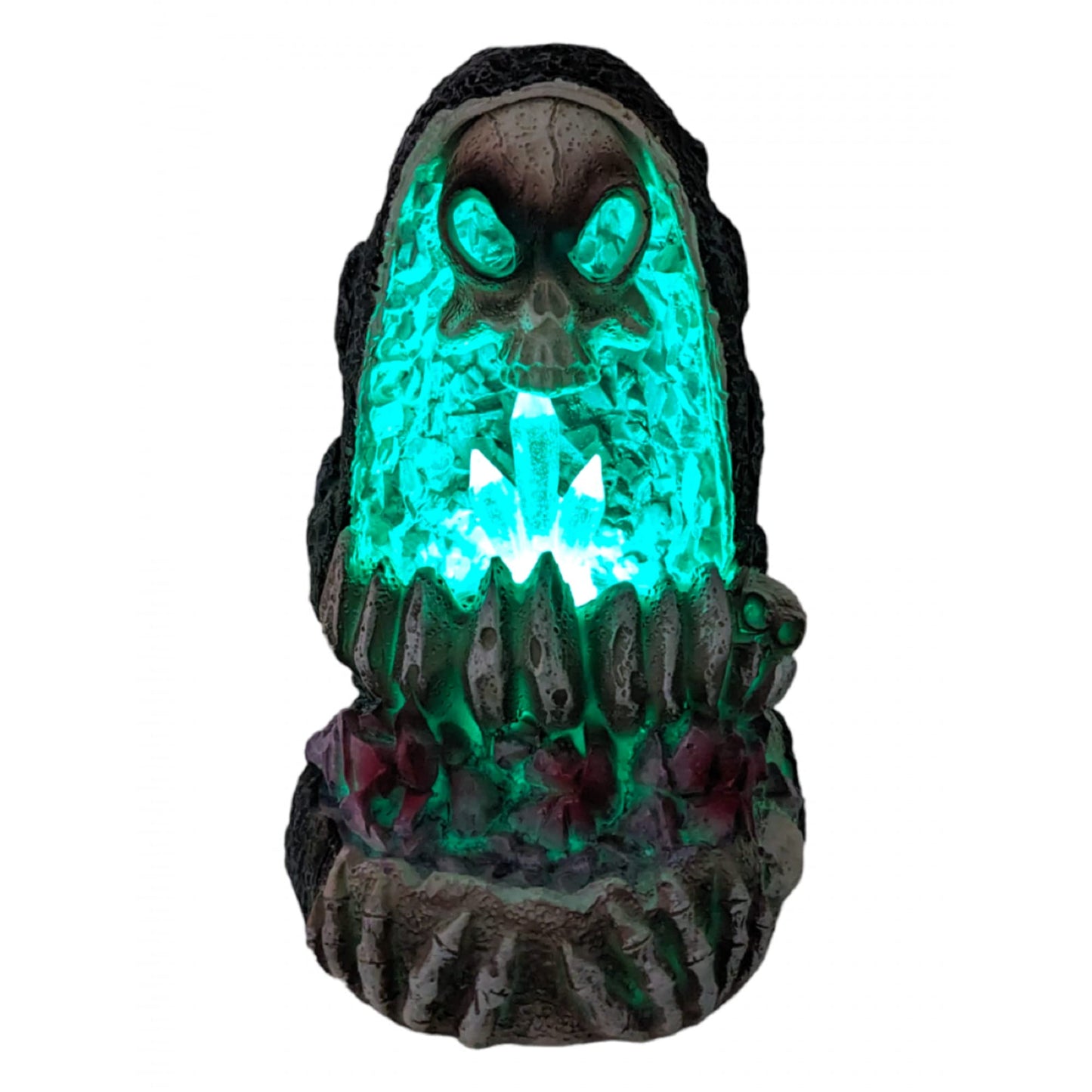 FESS Products Geode Skull Back Flow Incense Burner w/LED - 6"