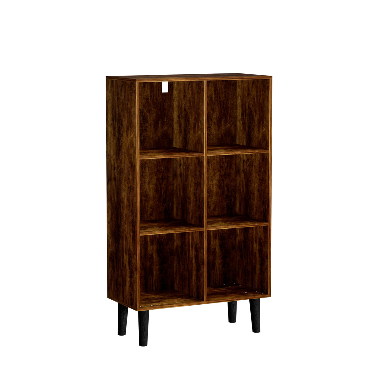 Nestwise 6 Cube Bookcase, Wooden Book Shelf Cube Storage Organizer with Legs, 3 Tier Bookshelf Freestanding Open Shelves for Bedroom, Living Room and Home Office (Brown, 6 Cube Vertical)