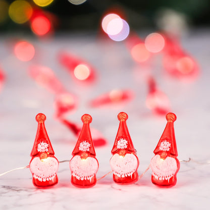 Christmas String Lights 10ft 30 LEDs Red Gnome Battery Powered & USB Plug in with Remote Christmas Garlands Ornaments Twinkle Light for Home House Party Decoration